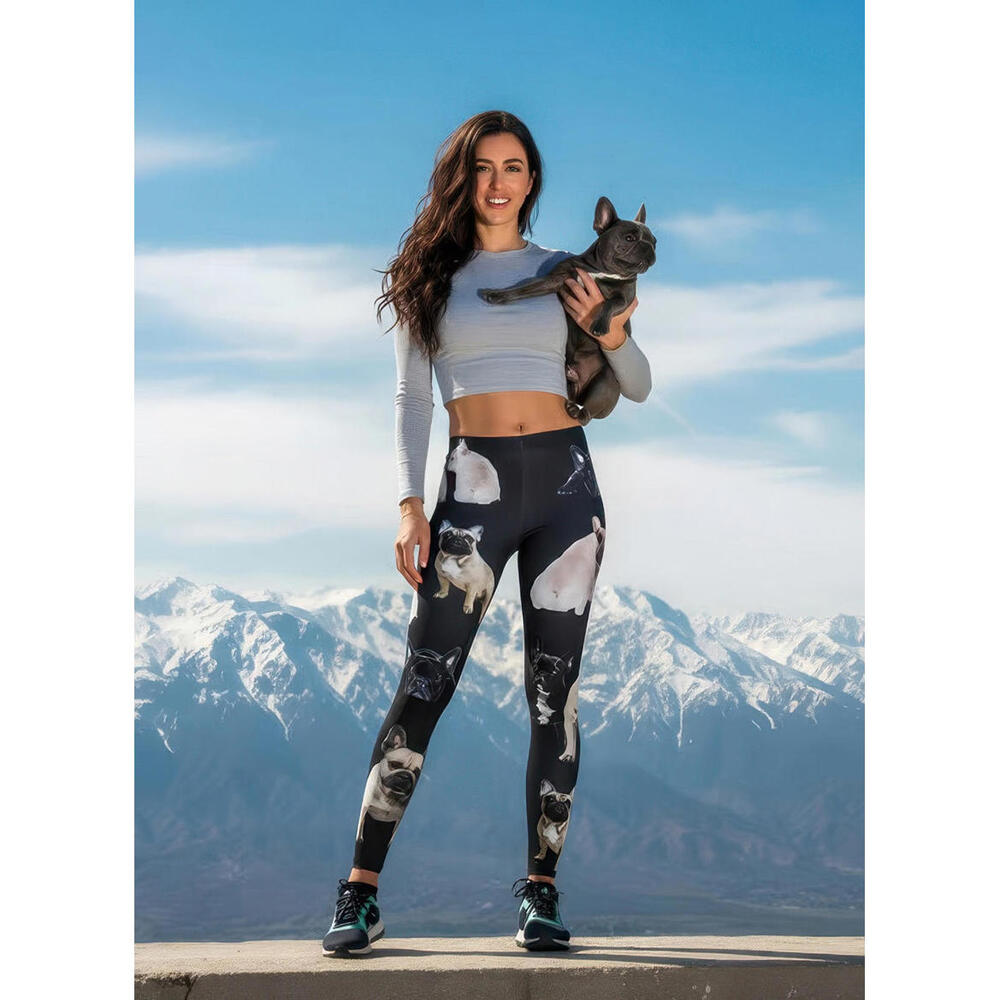 Denimaxx Women's French Bulldog Print High-Rise Leggings